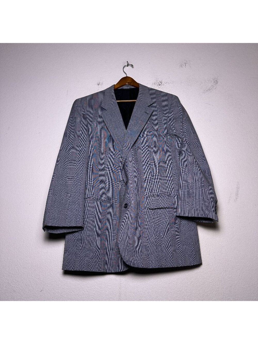 VTG Burberry Designer Coat Jacket Men 42L Outerwear Plaid Grey Pure Wool Prep